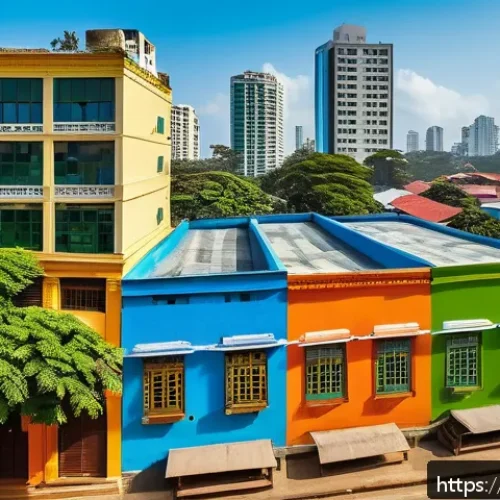 Home 13 스리랑카의 가장 큰 도시 콜롬보 - A vibrant urban street scene in a Sri Lankan city showcasing a blend of traditional and modern eleme...
