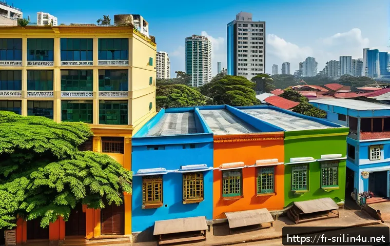 스리랑카의 가장 큰 도시 콜롬보 - A vibrant urban street scene in a Sri Lankan city showcasing a blend of traditional and modern eleme...